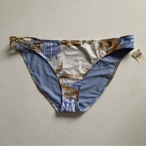 Aerie Size XL Tropical Print Bikini Bottom Gold Tan Blue NWT Beach Swimwear